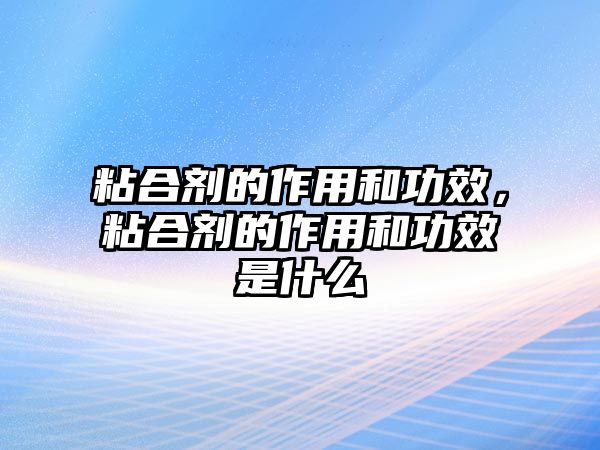 粘合劑的作用和功效，粘合劑的作用和功效是什么