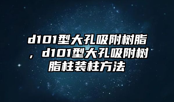 d101型大孔吸附樹脂，d101型大孔吸附樹脂柱裝柱方法