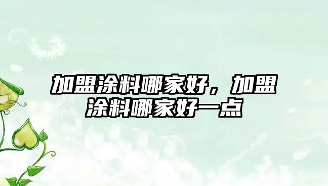 加盟涂料哪家好，加盟涂料哪家好一點(diǎn)