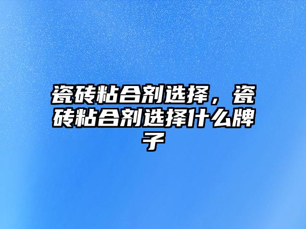 瓷磚粘合劑選擇，瓷磚粘合劑選擇什么牌子