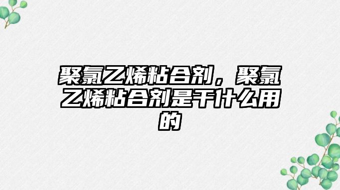 聚氯乙烯粘合劑，聚氯乙烯粘合劑是干什么用的