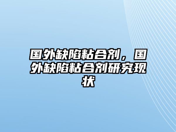 國外缺陷粘合劑，國外缺陷粘合劑研究現狀