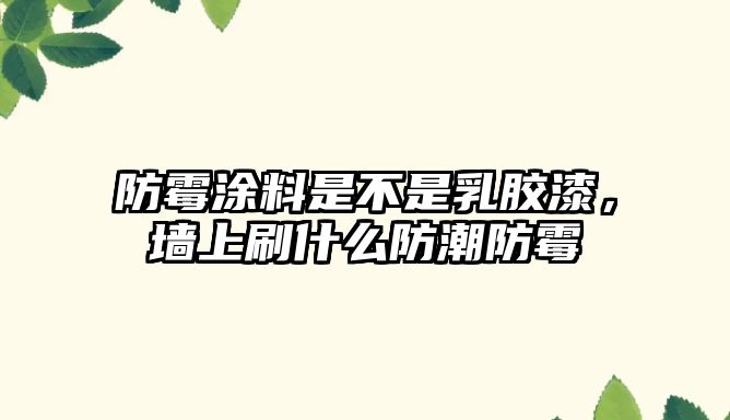 防霉涂料是不是乳膠漆，墻上刷什么防潮防霉