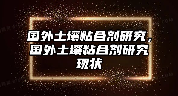 國外土壤粘合劑研究，國外土壤粘合劑研究現狀