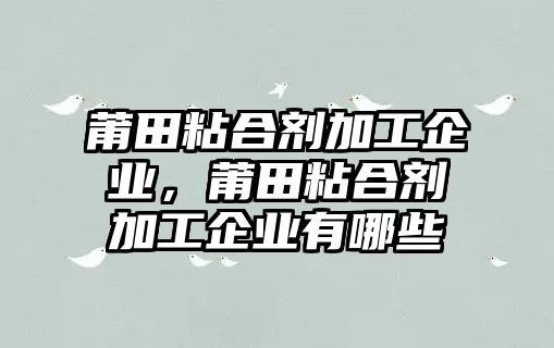 莆田粘合劑加工企業(yè)，莆田粘合劑加工企業(yè)有哪些