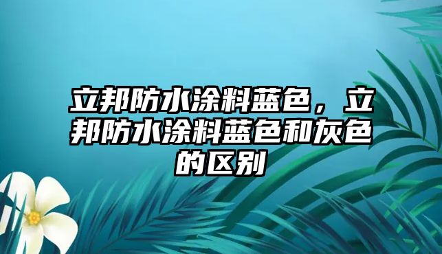 立邦防水涂料藍色，立邦防水涂料藍色和灰色的區別