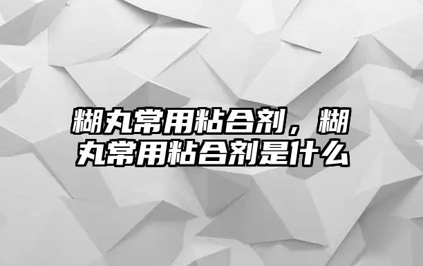 糊丸常用粘合劑，糊丸常用粘合劑是什么